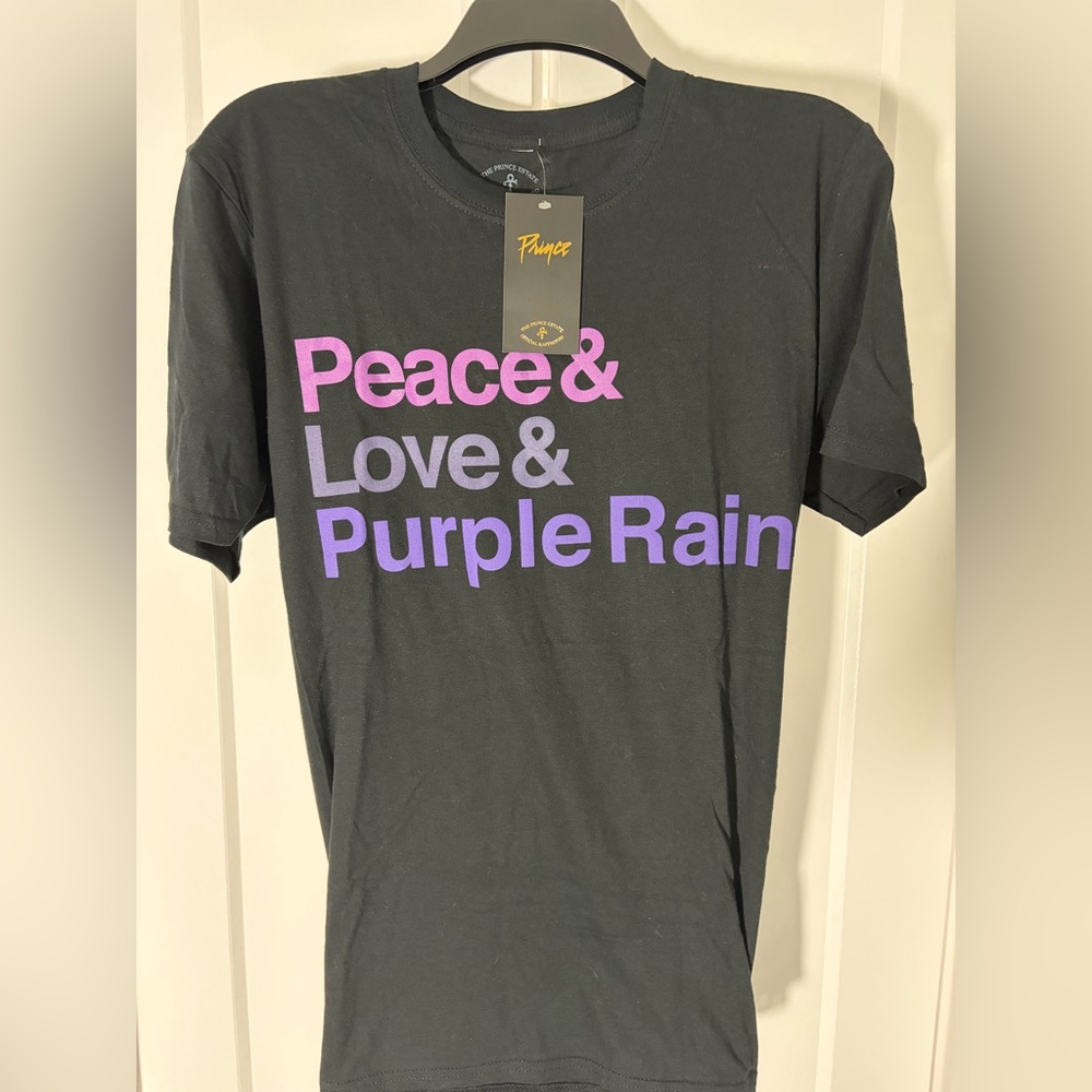 Prince - Black  Graphic Tee with Pink and Purple Text - New with Tags - Size M